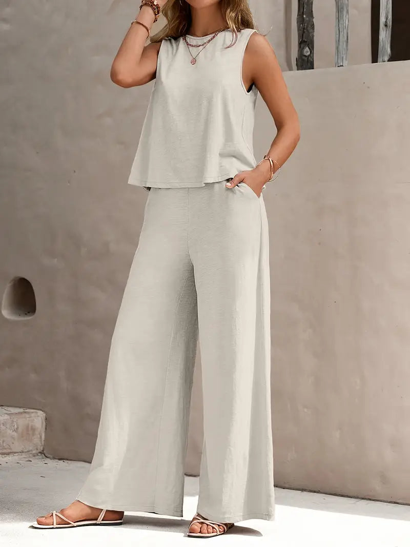 Faylisse – Elegant Sleeveless Wide-leg Lounge Set