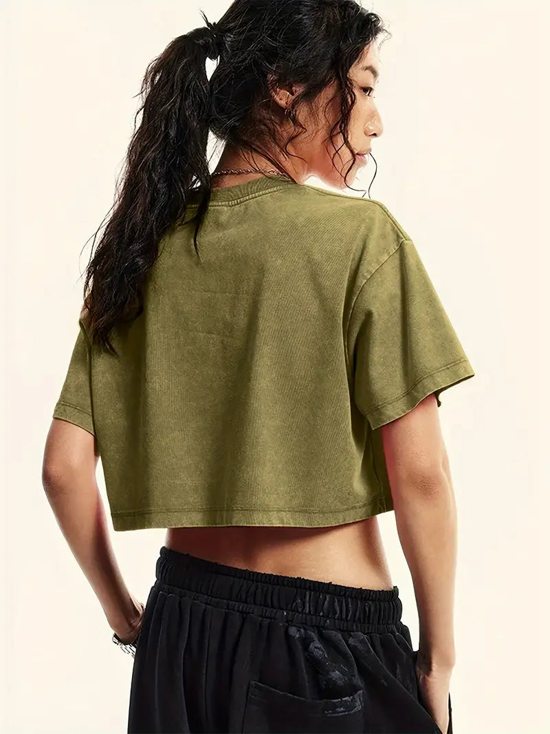 Lenore – Oversized Vintage Washed Crop T-Shirt