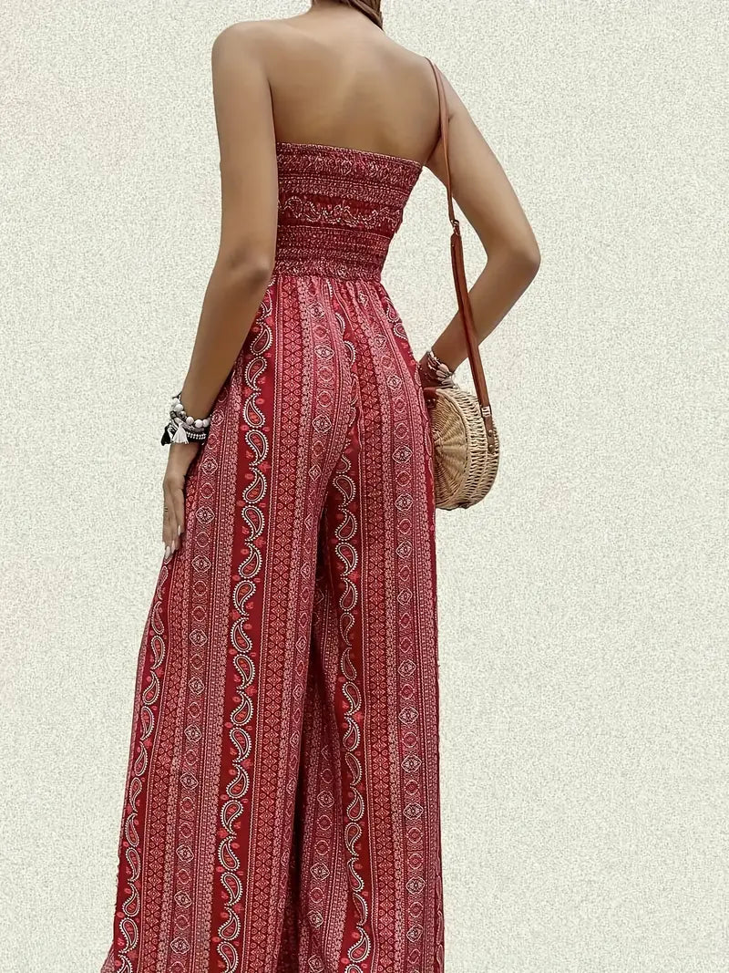 Leema – Bohemian Strapless Wide Leg Jumpsuit