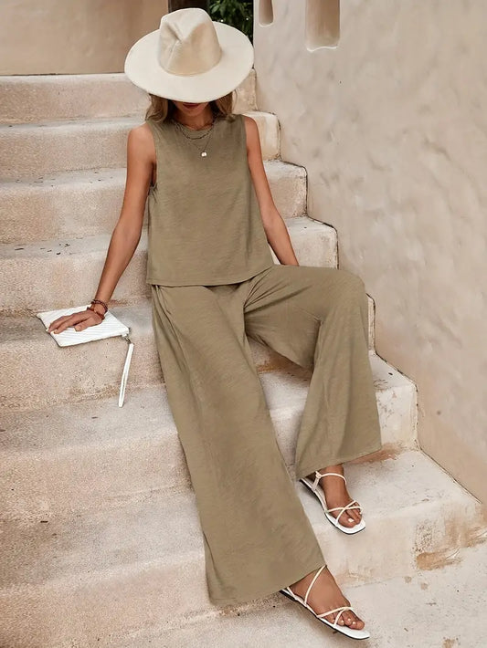 Armiela – Minimalist Sleeveless Wide-leg Trousers