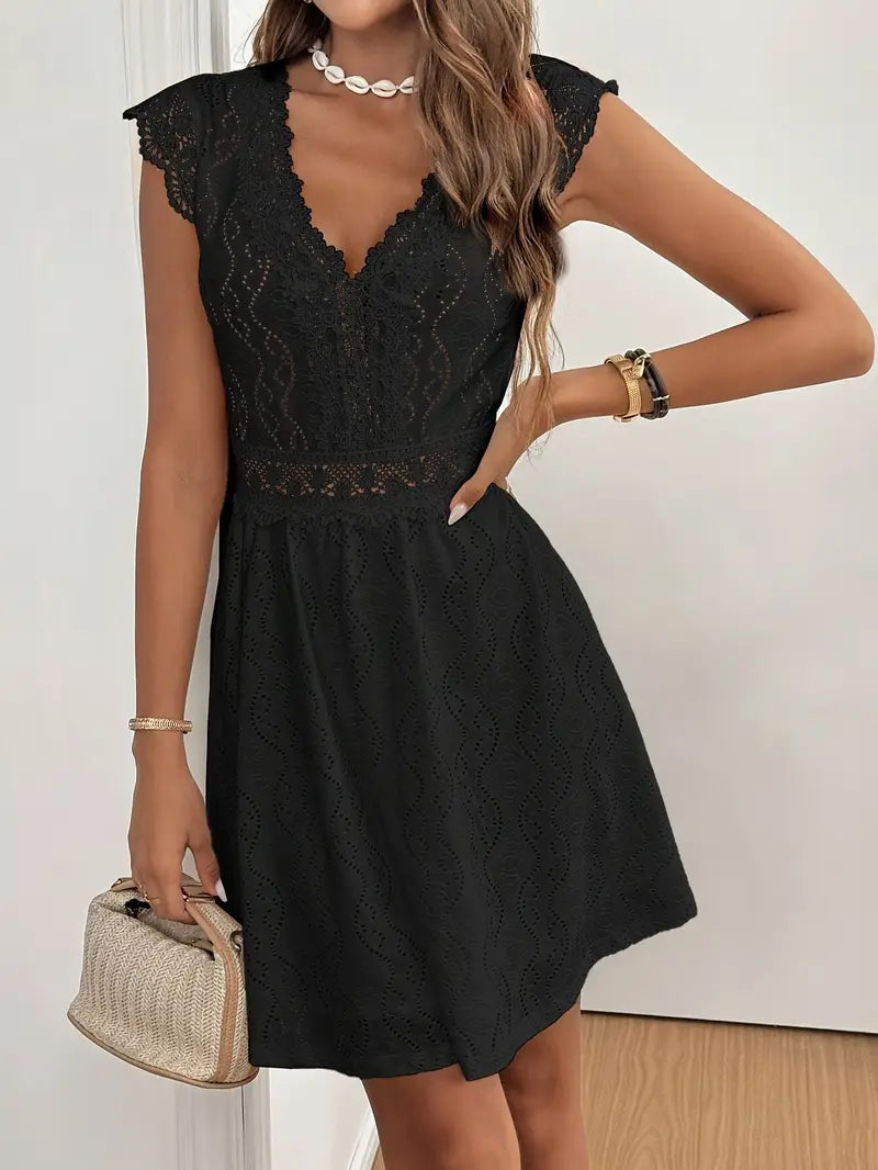 Avenleigh – Women's A-line Dress with Lace Sleeves