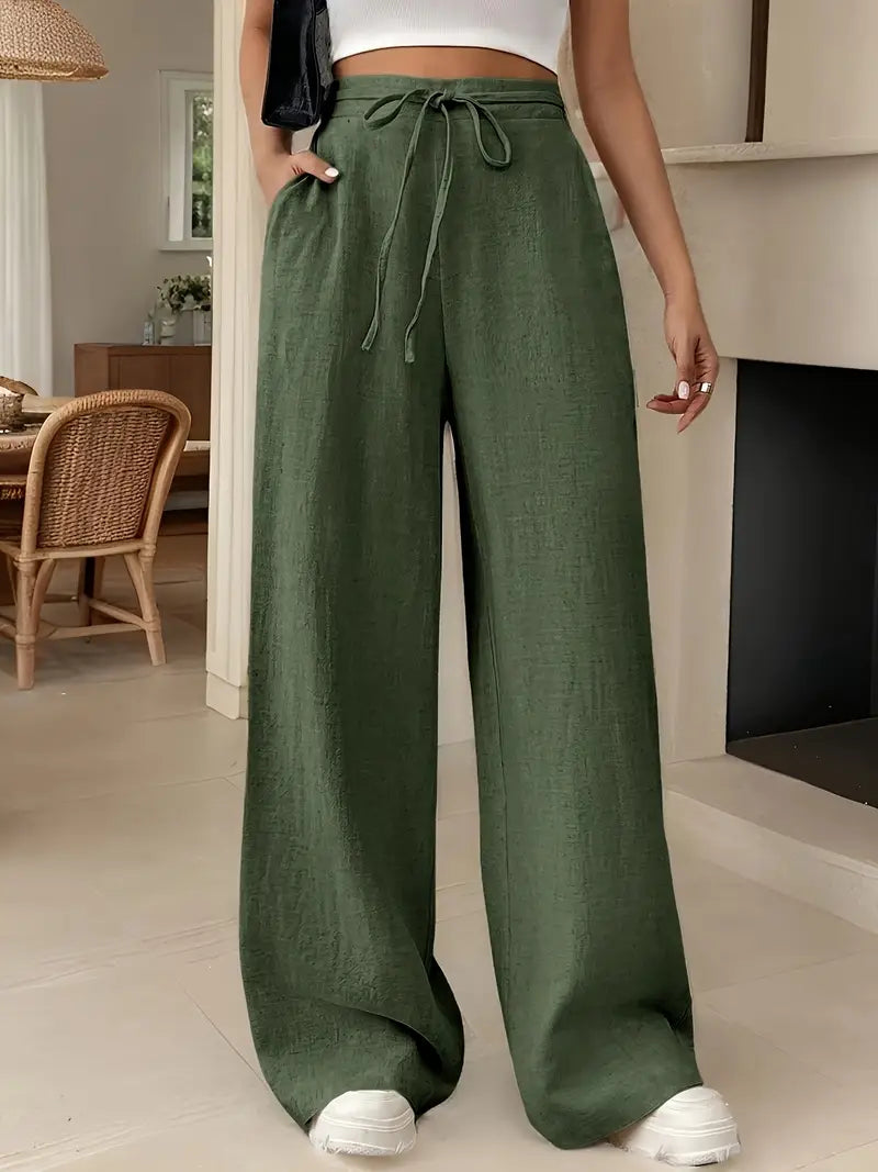 Yara – High-waisted Wide-leg Drawstring Lounge Pants