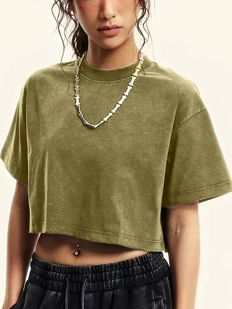 Lenore – Oversized Vintage Washed Crop T-Shirt
