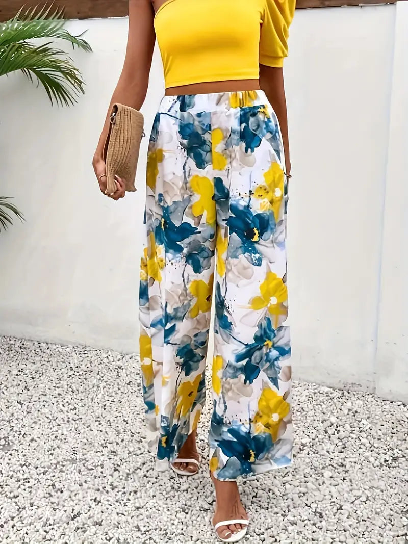 Syvaris – Wide Trousers with Floral Pattern