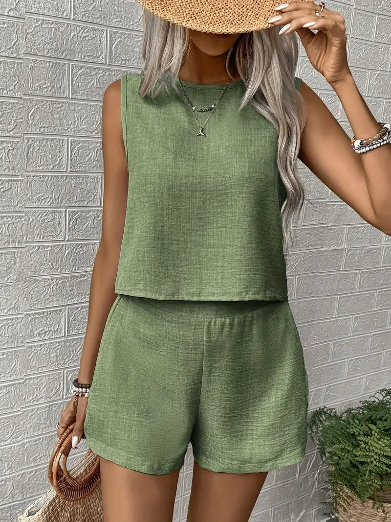 Calistae – Elegant Sleeveless Textures Lounge Set