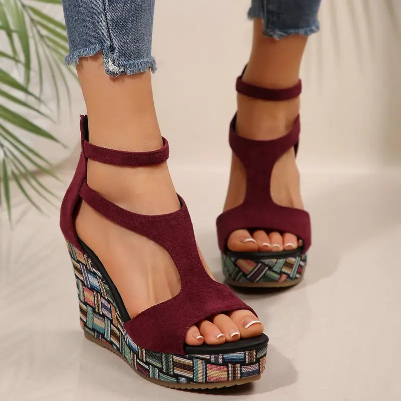 Marita – Geometric Platform Wedge Sandals
