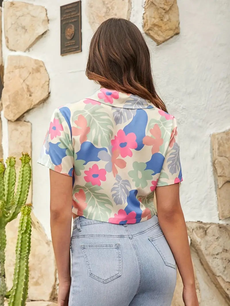 Mordessa – Tropical Breeze Short-Sleeved Button-Down Shirt