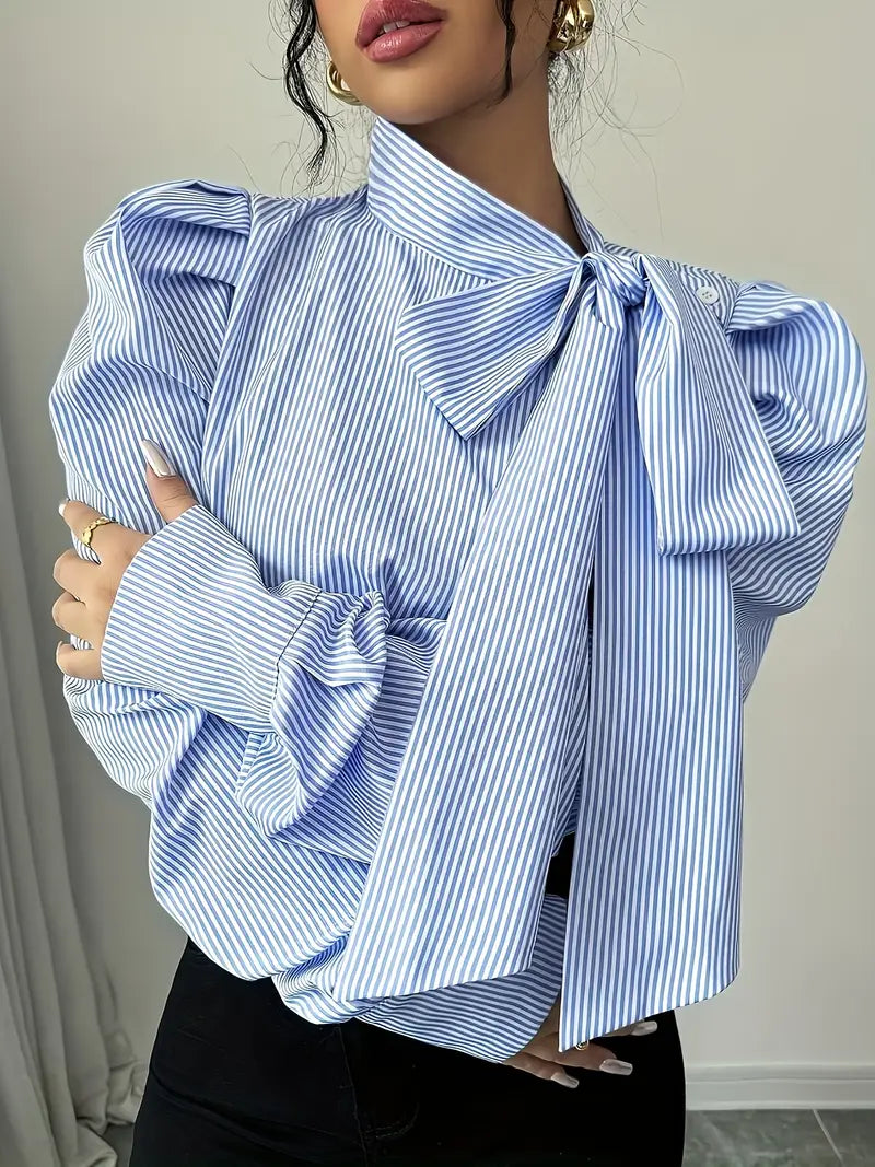 Kornelia – Elegant Cotton Oversized Bow Blouse