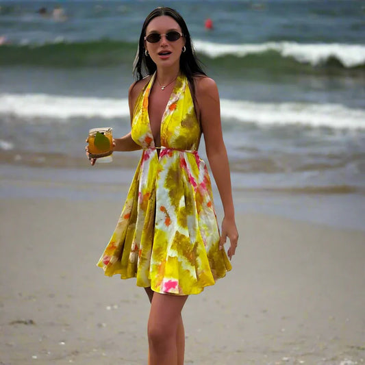 Skylar – Vibrant Halterneck Mini Dress