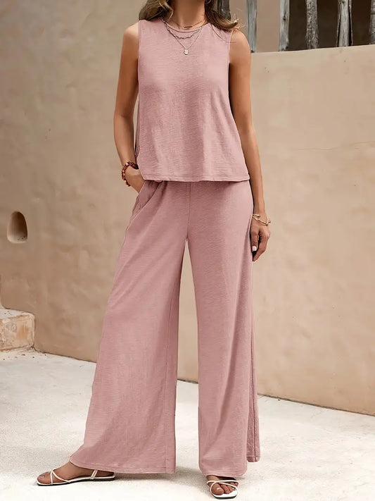 Faylisse – Elegant Sleeveless Wide-leg Lounge Set