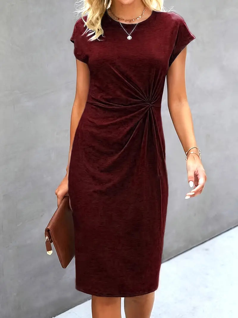 Monette – Casual-Chic Midi Dress with Knot Detail