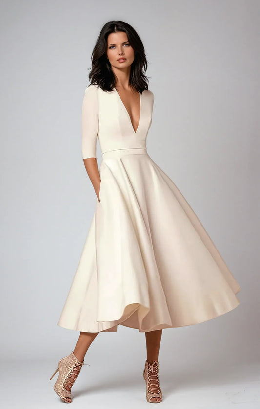 Azmira – Elegant A-line Midi Dress