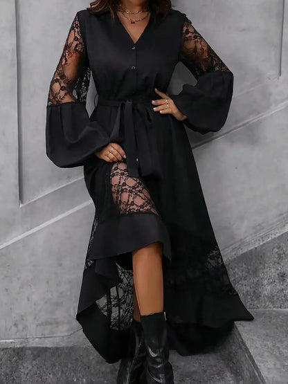 Kristine - Chic Lace V-neck Dress