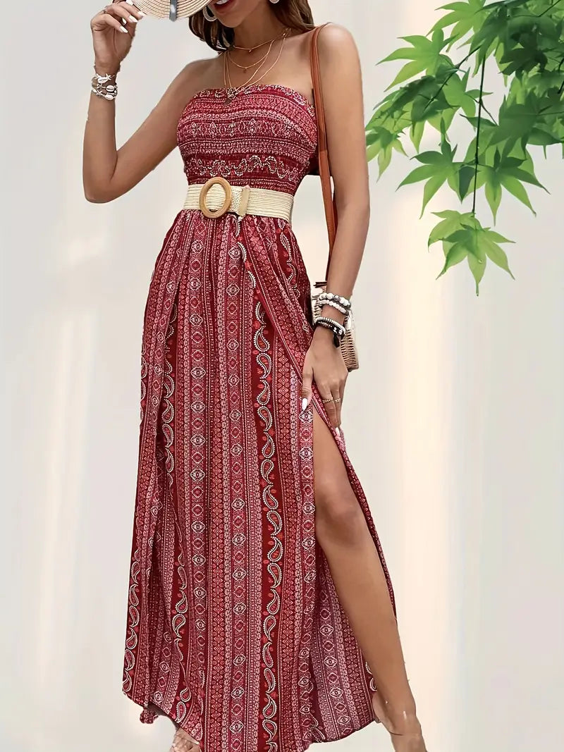 Leema – Bohemian Strapless Wide Leg Jumpsuit