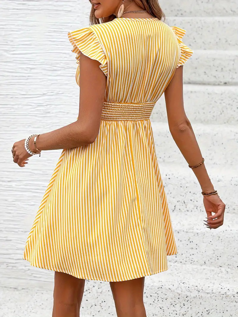 Elunica – Mini Dress with Striped Cap Sleeves