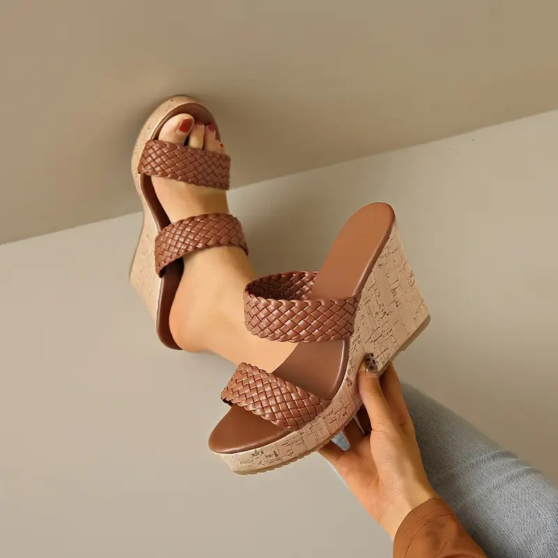 Bonnie - Wedge Sandals with Braided Strap