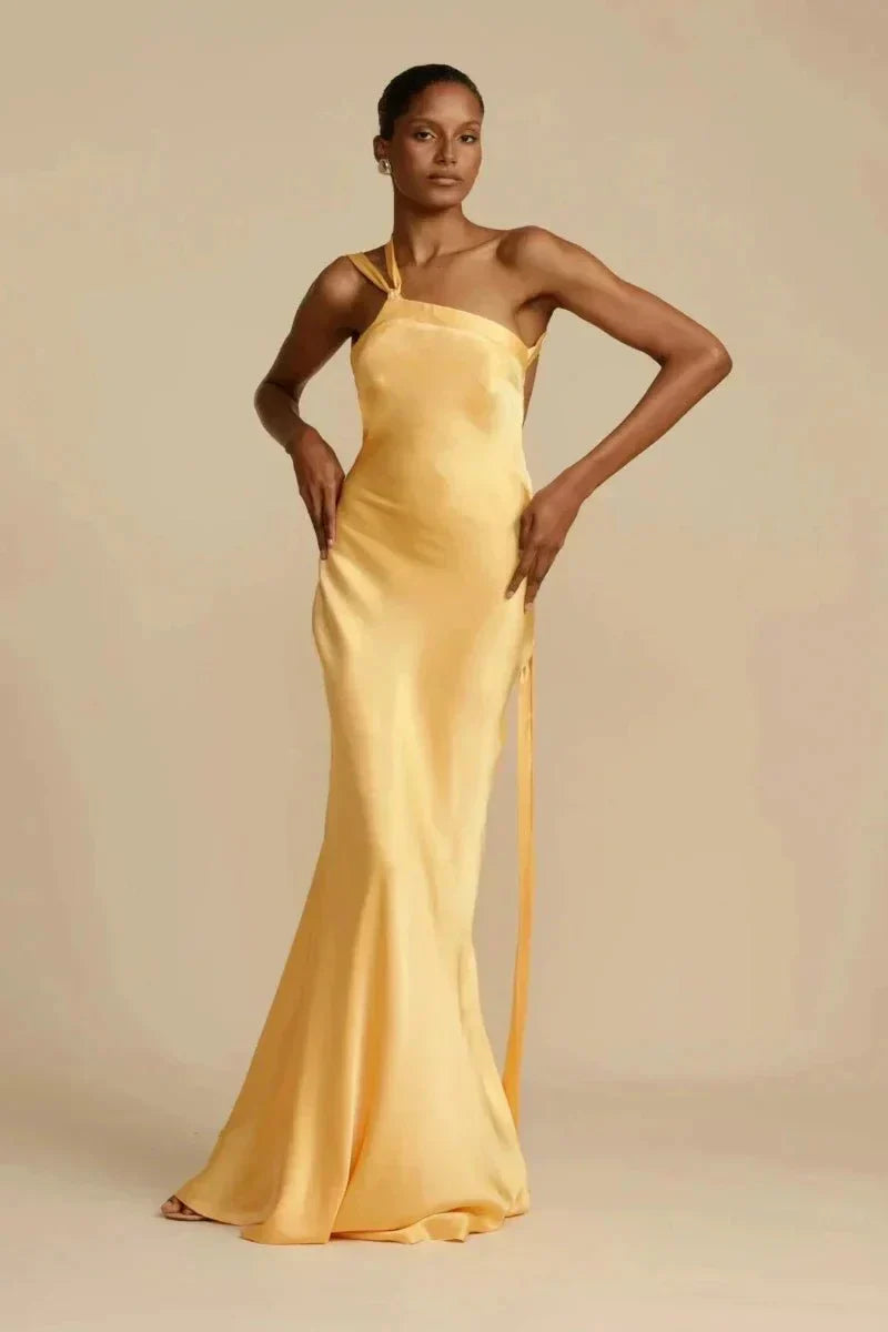 Druscilla – Sexy Open-back Satin Maxi Dress