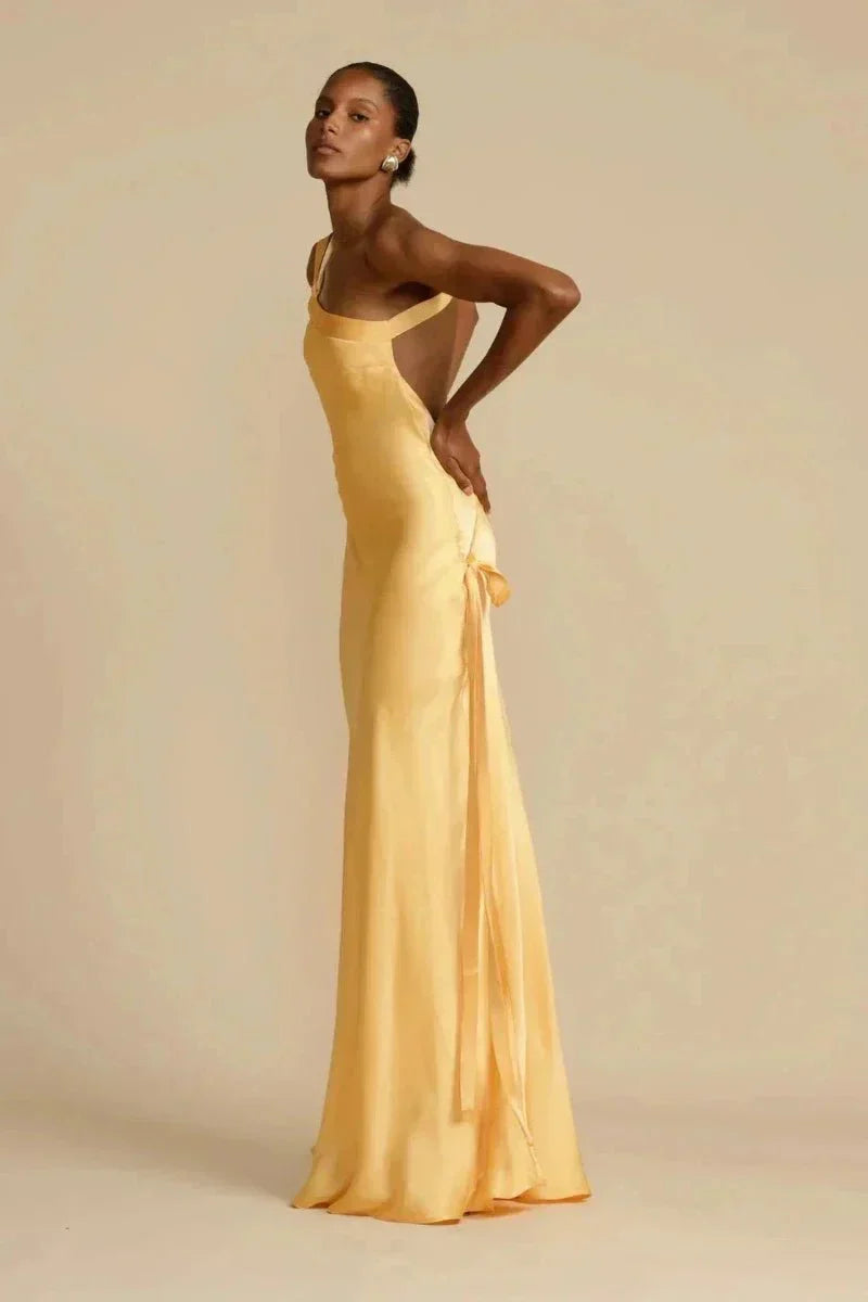 Druscilla – Sexy Open-back Satin Maxi Dress