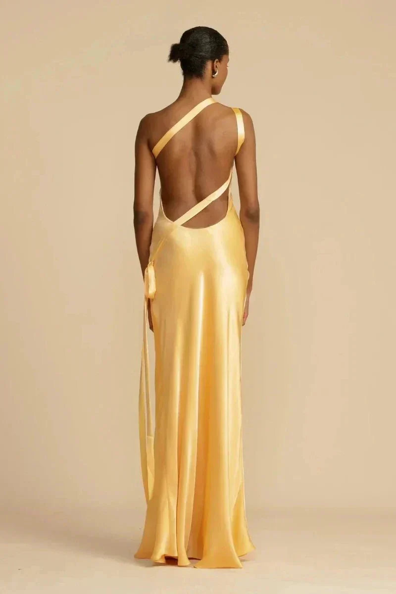 Druscilla – Sexy Open-back Satin Maxi Dress