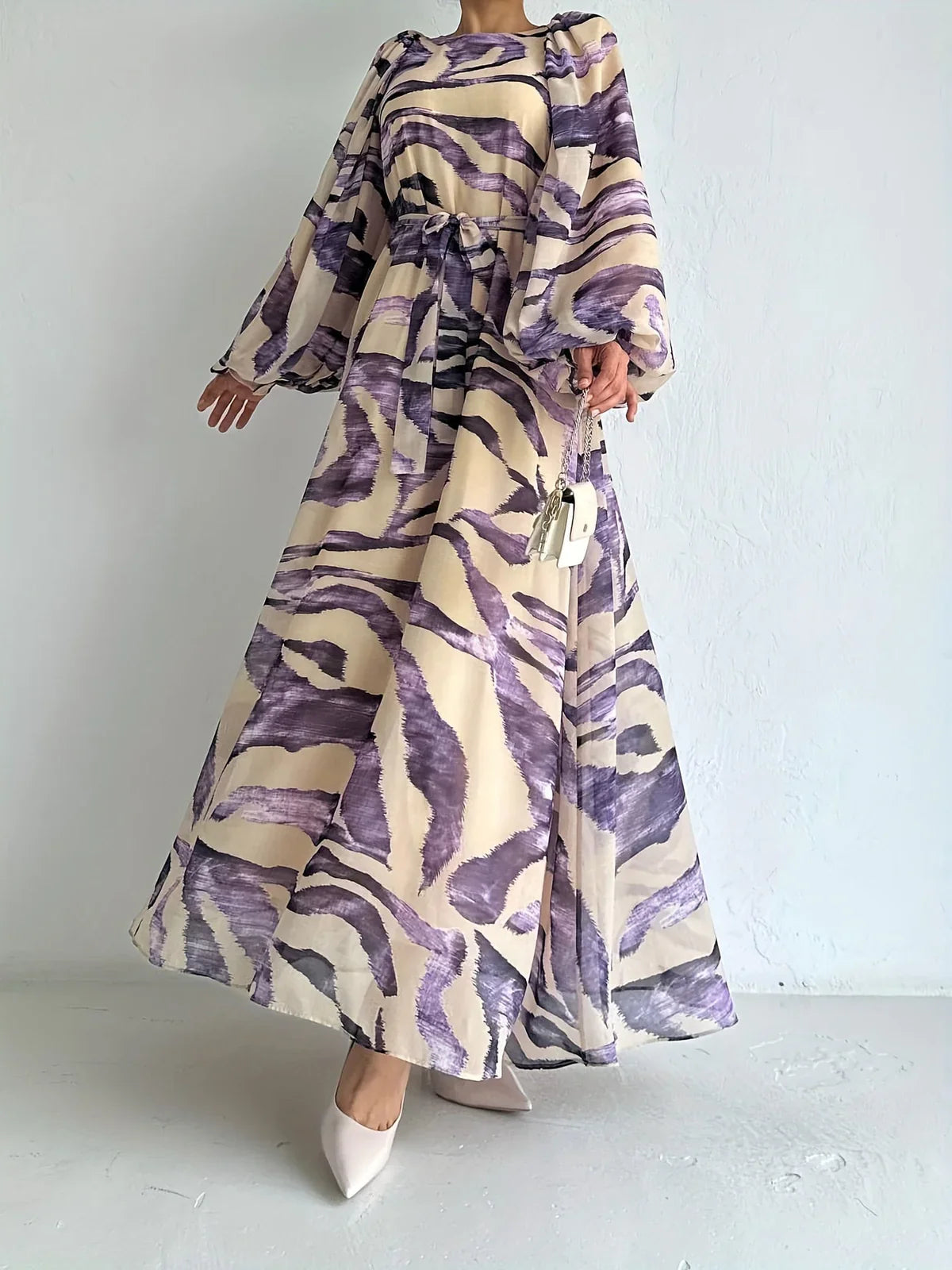 Elisire – Artistic Print Chiffon Maxi Dress