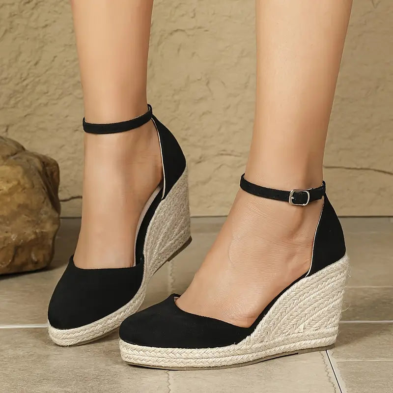 Hanalyn – Suede Ankle Strap Wedge Espadrille