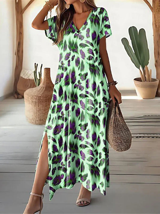Rosavine – Stylish Maxi Dress with Animal Print