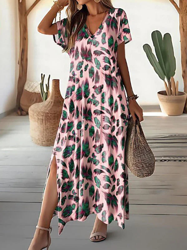 Rosavine – Stylish Maxi Dress with Animal Print
