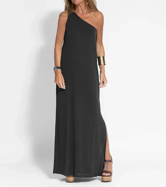 Marigold – Asymmetric One-shoulder Maxi Dress