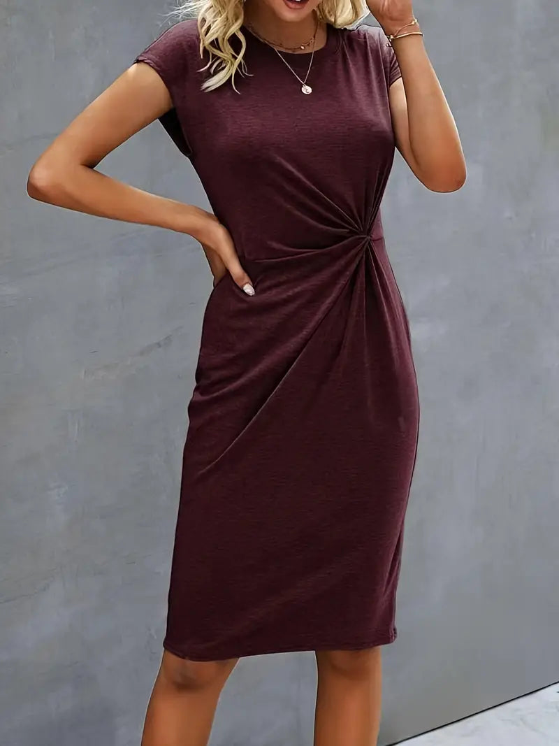 Sable – Figure-hugging Midi Dress with Side Knot Detail