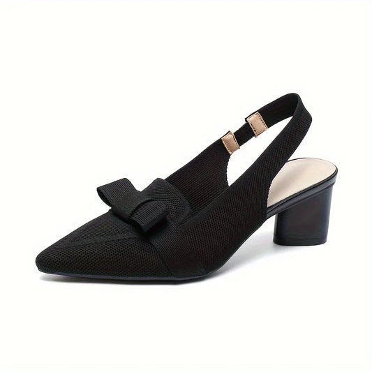 Caelina – Pointed Toe and Bow Slingback Block Heels