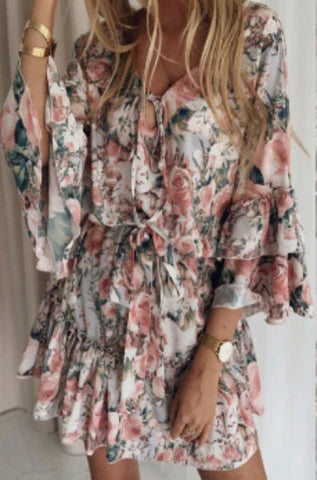Elsie – Stylish Chiffon Dress with Floral Pattern