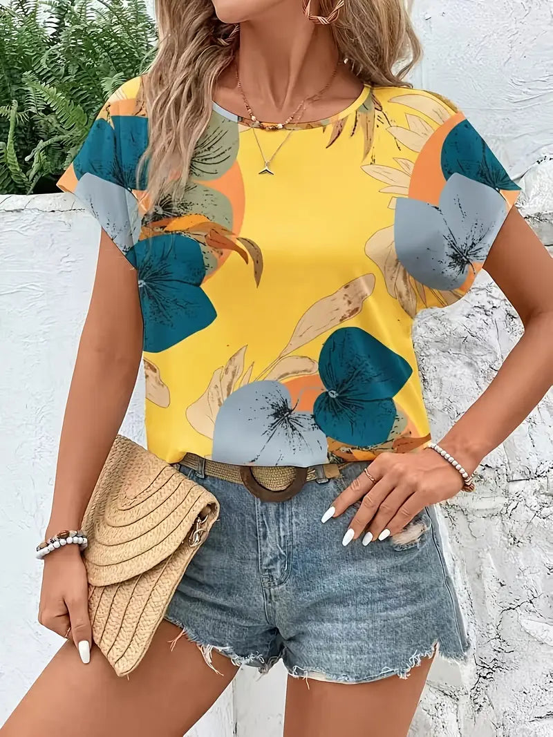Amalthea – Round Neck Floral Print Blouse