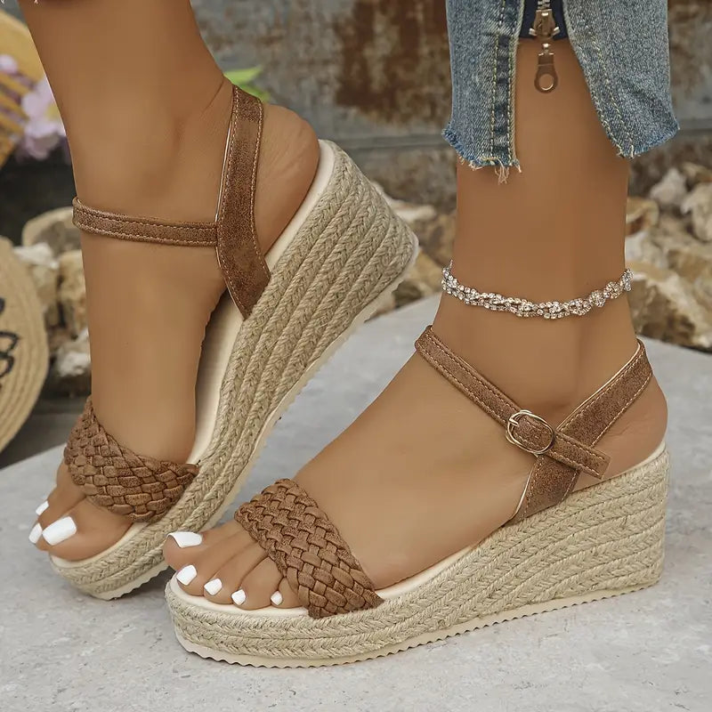 Helena – Jute Wedge Sandals with Braided Strap