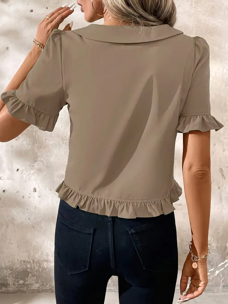Saphira – Elegant Blouse with Ruffle Trim