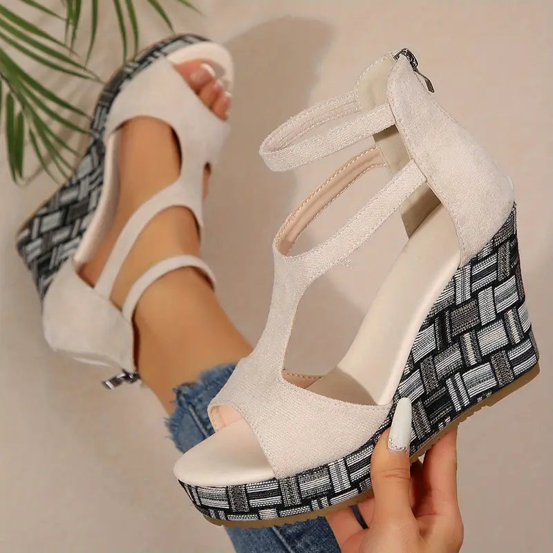 Marita – Geometric Platform Wedge Sandals