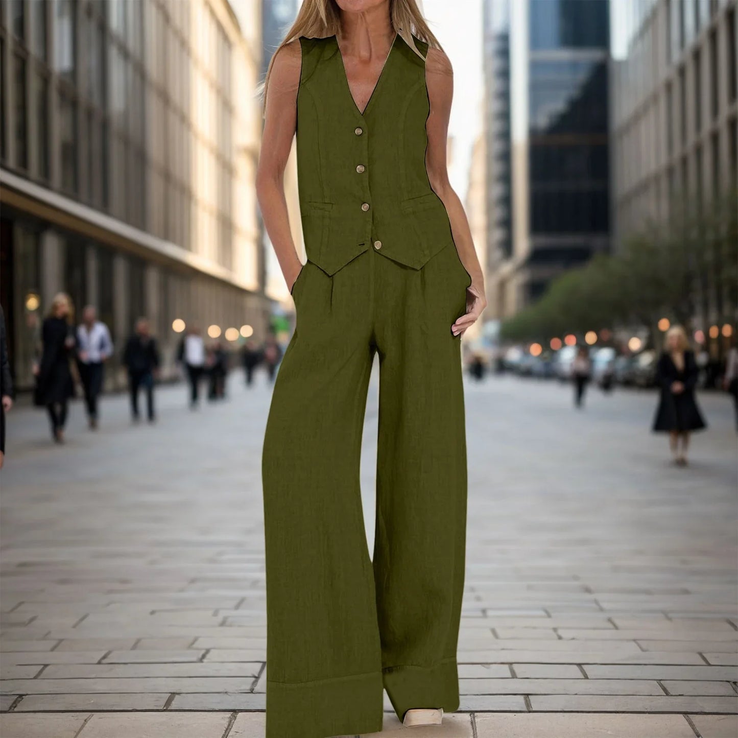 Soleil – Stylish Two-Piece Linen Suit Set