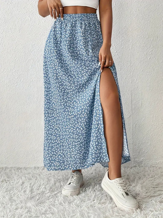 Aori – Elegant High-waisted Maxi Skirts with Floral Print
