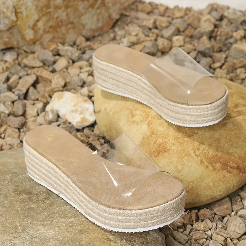 Ayumiya – Espadrille Platform Sandals with Transparent Strap