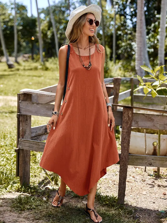 Joia – Boho-chic Dress with Sleeveless Handkerchief Hem