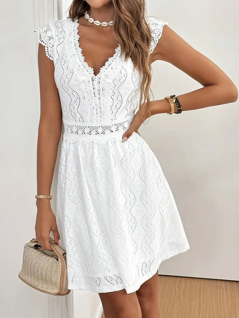 Avenleigh – Women's A-line Dress with Lace Sleeves