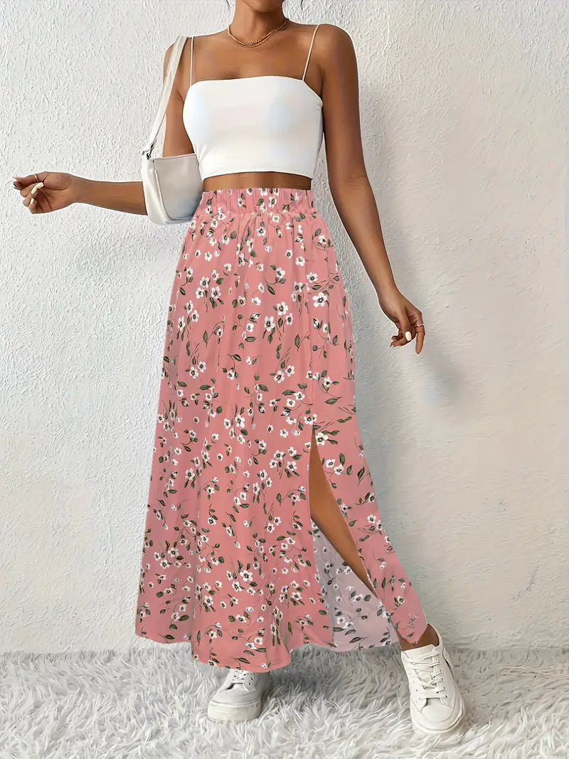 Louvina – Maxi Skirt with Floral Slit