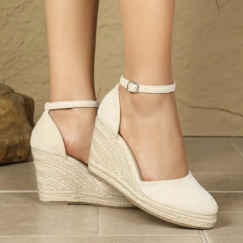 Hanalyn – Suede Ankle Strap Wedge Espadrille