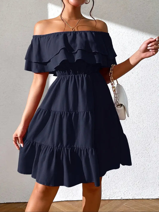 Salem – Elegant Off-shoulder Ruffled Dress