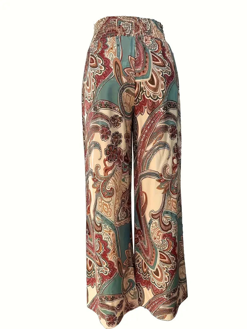 Onvya – Wide-leg Paisley Print Trousers