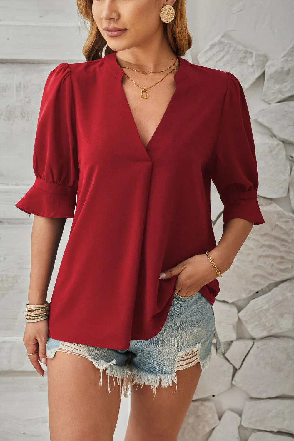 Zeline – Charming Puff Sleeves Blouse