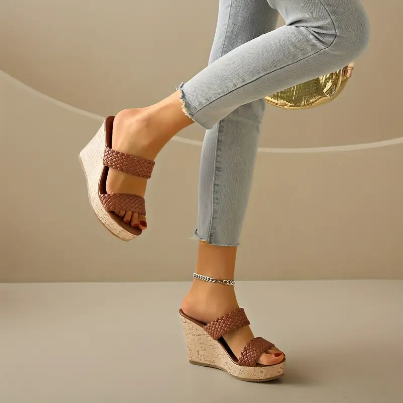 Bonnie - Wedge Sandals with Braided Strap