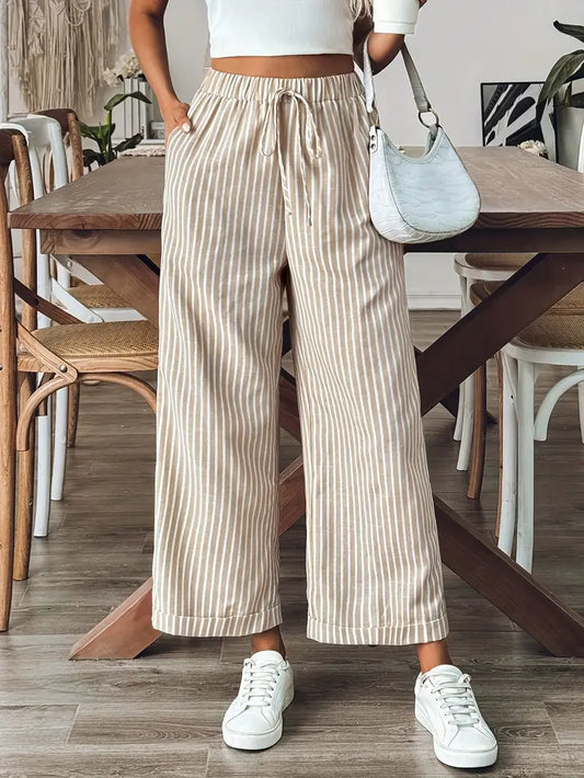 Zephirine – Stylish Wide Leg Trousers with Stripe Pattern