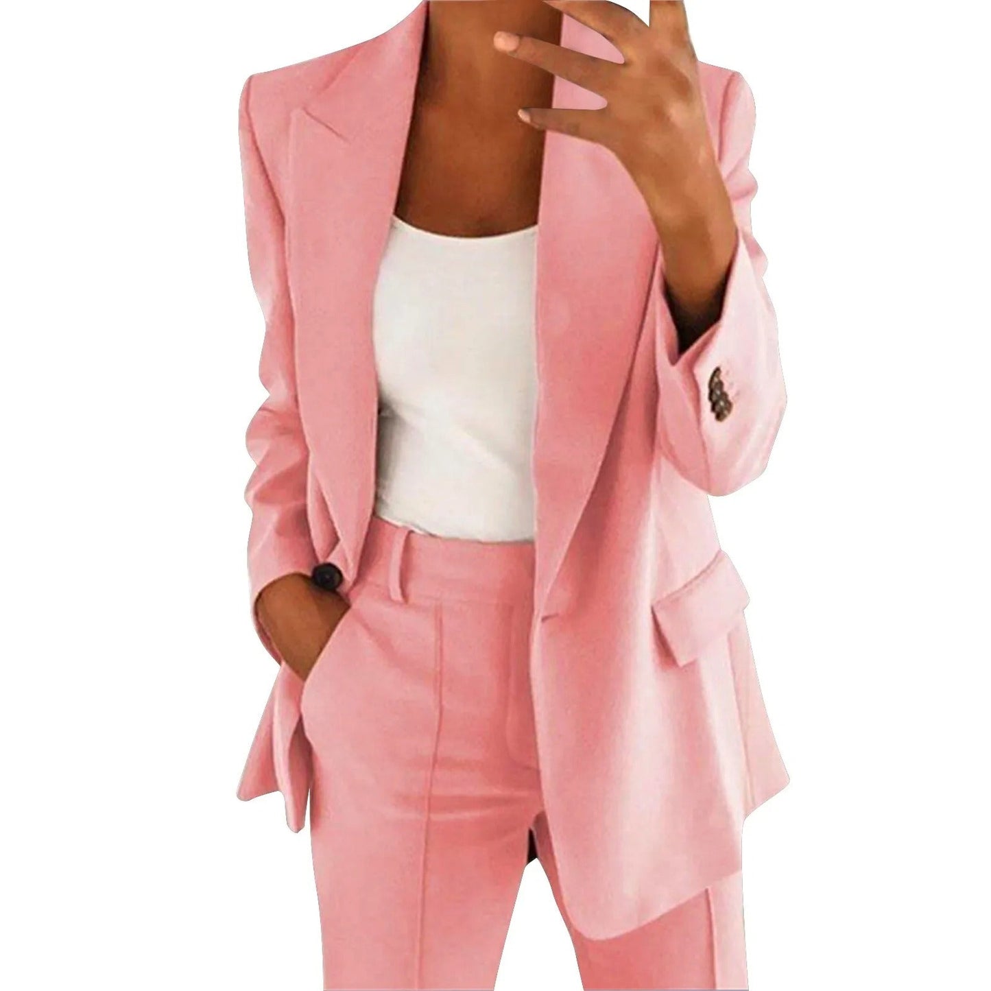 MiraSet - Women's Suit Set with Blazer and Trousers in Solid Color