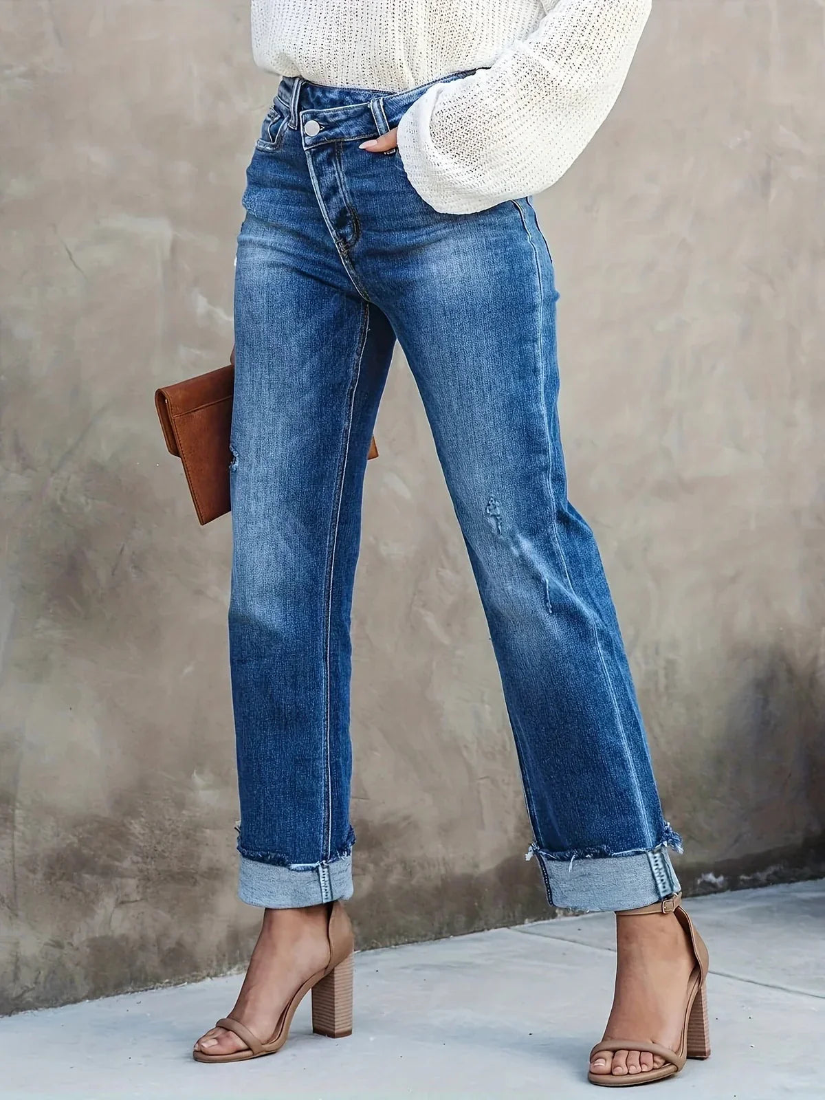 Ginny – High-rise Straight-leg Turn-up Jeans