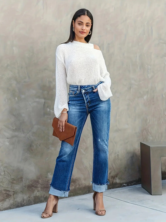 Ginny – High-rise Straight-leg Turn-up Jeans
